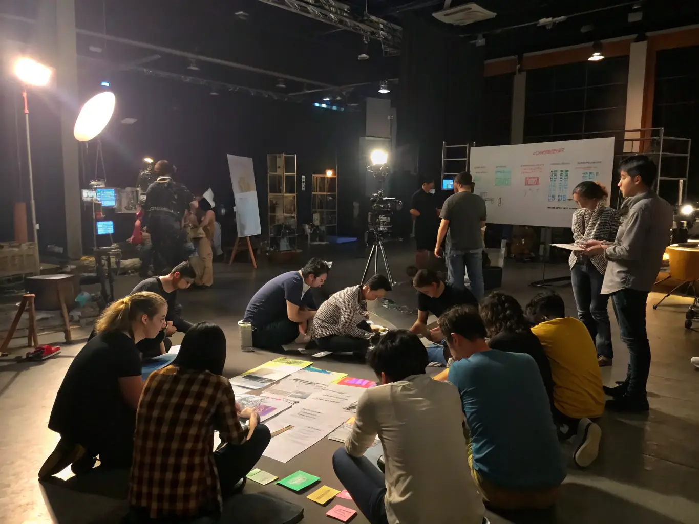 A photograph of a workshop session at AA L'ARCHE D'ALLIANCE, with participants actively engaged in a hands-on activity related to archival preservation. The setting is a well-lit room with tables arranged for collaborative work, showcasing the interactive nature of the workshop.
